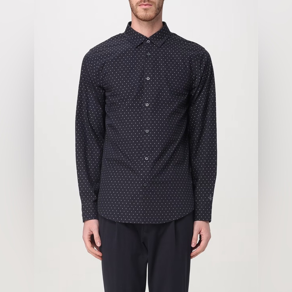 Armani Exchange Black and White Polka Dot Shirt